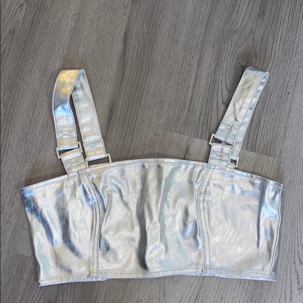 beautiful silver metalic top